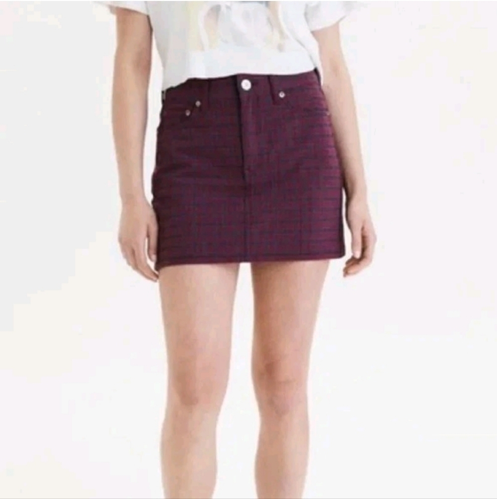 American Eagle Hi Rise Mini Skirt Women's Sz 4 Raisin Red Plaid Tartan NWT